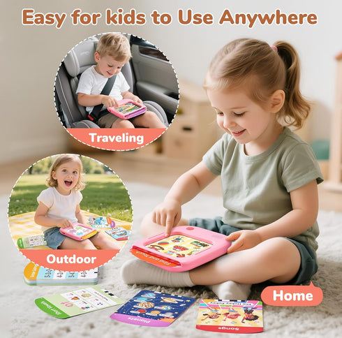 156 20 2-6 JoyCat Kids Learning Tablet, Pages Tap-to-Read Flash Cards with Interactive Games, Montessori Toy