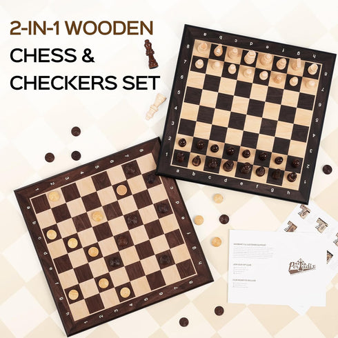 Set 12'' Set 2 1 2 Sets Peradix Wooden Chess for Kids Magnetic Checkers Chess Board Game in with Drawer, Unique Chess