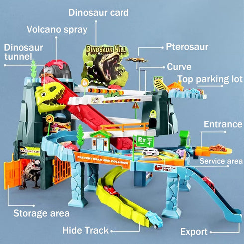 Juqic Set 20 3 6 Children's Toy Car Ramp Track Dinosaur Spray Hills Adventure Railcar Slot Car Vehicle Race Play