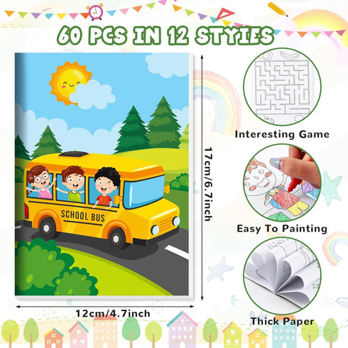 60 BenLouis Pcs Preschool Kindergarten Mini Coloring Books Kids Graduation Party Favors Small Activity Books Bulk