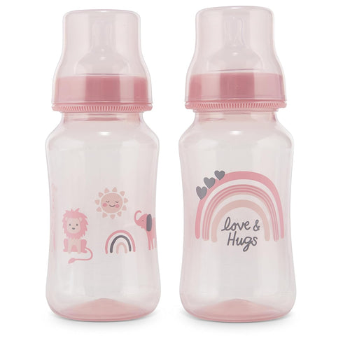 Premium 2-Pack Baby Bottles - 11 Ounce, Hourglass Shape, Fun Boys and