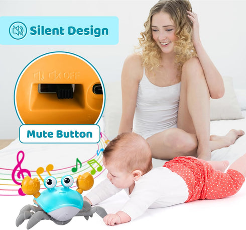 Plnmlls Toy,Tummy 6-12 12-18 36 Crawling Crab Baby Time Toys,with Music and LED Light,Built-in Rechargeable Battery