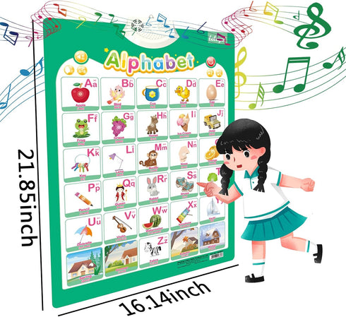 6Pcs Electronic Interactive Alphabet Wall Chart - ABC Learning Toys for Kids, Talking 123s, Animals & Vegetables