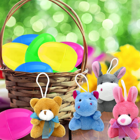 12PCS CH HAICHENG Filled Easter Eggs with Plush Animal Toys Inside, Prefilled Easter Eggs for Easter Eggs Hunt, Easter