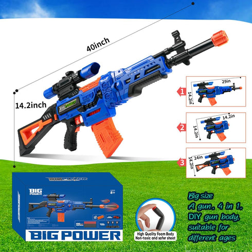 Bigpower Electric Kids Toy Sniper Rifle with Scope - Tactical Vest Kit, 4 in 1 Automatic Sniper Rifle Toy Guns for Boys