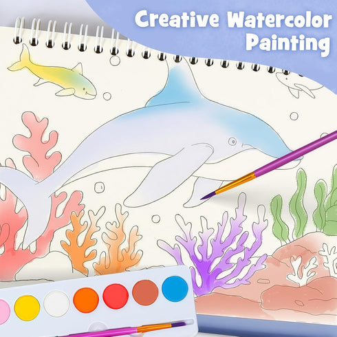 Set, 3-5 Paint with Water Books for Kids, Watercolor Coloring Book Mess Free Watercolor Painting Arts and Crafts Water