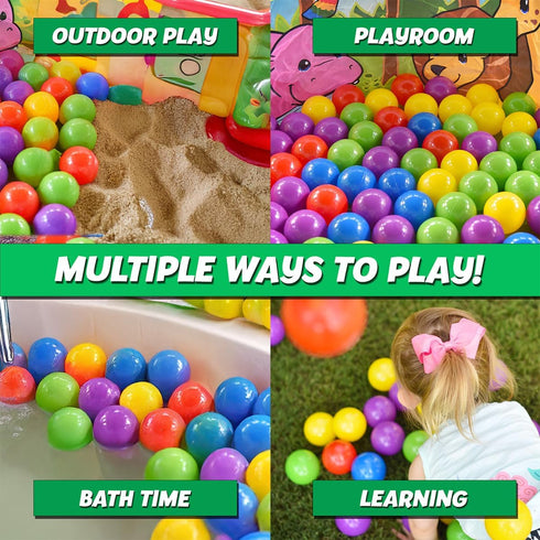 100 Count Pack Sunny Days Entertainment Multi Colored Play Balls Phthalate and BPA Free Non-Toxic Crush Proof Plastic