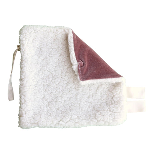 Handcrafted Plush Mini Blanket Pacifier Holder - Dusty Mauve & Sherpa