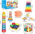 18-36 7-in-1 Set LearnToy Baby Toys Months, Montessori Activity - Stacking Blocks, Infant Teething Toy & Sensory Bin