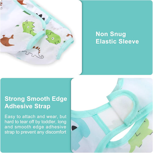 Accmor 3 Pack 6-36 Long Sleeve Bibs, Baby Smock Waterproof Sleeved Bib Smock for Baby Toddler Months