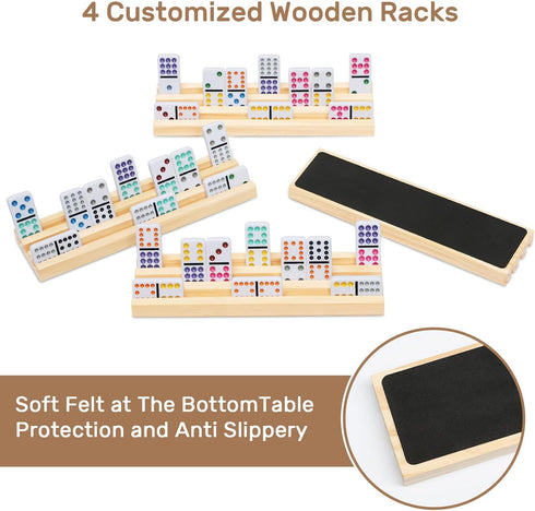 Set 4 12 Set 4 91 12 Set Mexican Train Dominoes with Wooden Trays/Racks, Double Dominos Travel with Domino Tiles