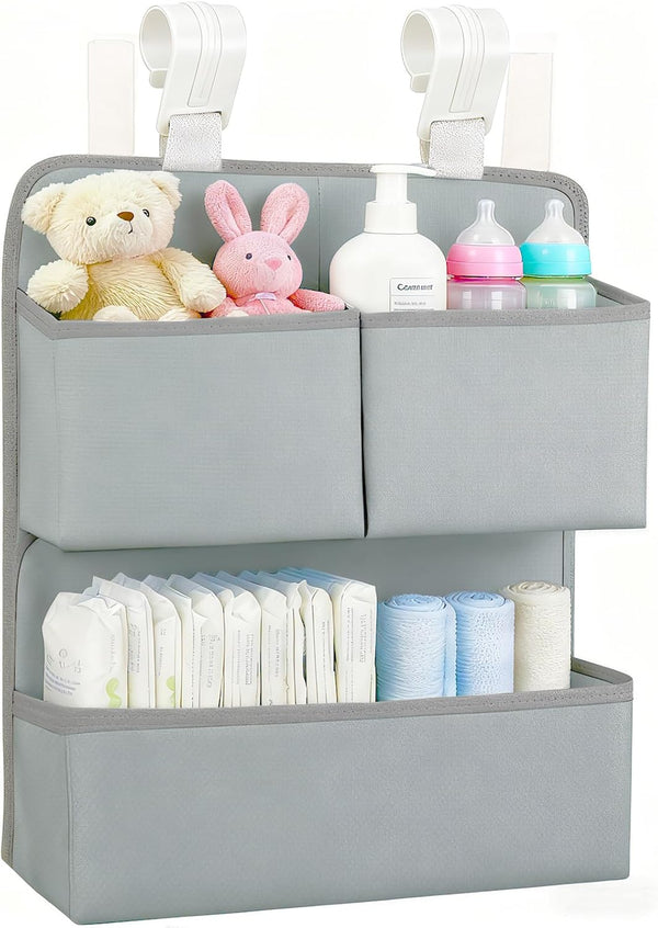 Hanging Diaper Organizer for Bassinet/Crib/Playpen/Playard Hold 80+ Diapers - Changing Table Diaper