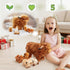 OUOZZZ 14.5" 4 3 Highland Cow Stuffed Animal Large Realistic Fluffy Cow Plush Toy with Baby Calves Travel-Friendly