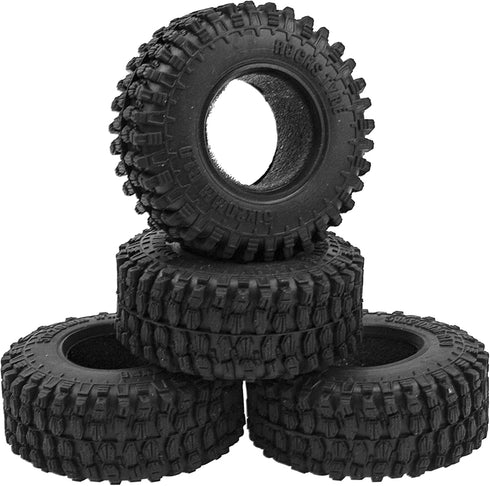 4Pcs ShareGoo 1.0" RC Crawler Tires Micro Rubber Tires Width 20mm Compatible with Axial 1/24 SCX24 Gladiator Bronco C10 JLU Deadbolt B17 RC Crawler (Outer Diameter 50mm)