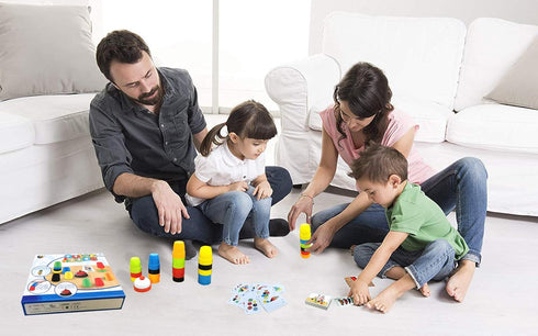 Quick Cups Games for Kids - Speed Cup Game Set with 54 Cards, 24 Cups, and 1 Bell for Family Fun