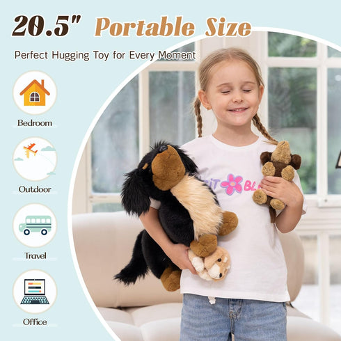 20'' MorisMos Dachshund Stuffed Animal Plush Toys, Realistic Long Haired Dachshund Toys Gift for Kid Toddler Women