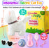 Marsjoy Set White Leash Walking Cat Singing That Purrs and Meows Animated Plush Robot Kitten Pet Moving Plush Realistic