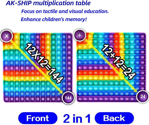 12 X 12 Multiplication Game Table, Rainbow Dimple Fingertip Toys, Stress Relieving Math Board, 1 Piece
