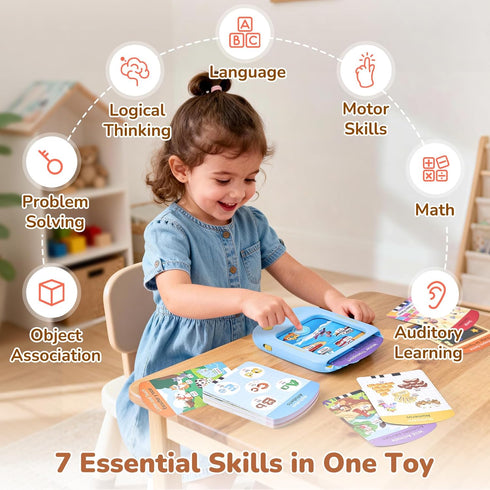 106 20 2-6 JoyCat Bilingual Kids Learning Tablet, Pages Spanish & English Talking Cards with Interactive Games