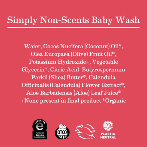 Earth Mama Simply Non-Scents Baby Wash Foaming Hand Soap, Organic All-Purpose Fragrance Free Body Wash, 34floz