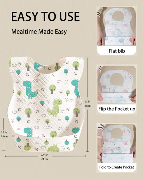 BBabebe Packaged, (20 Disposable Baby Bibs for Boys and Girls, Individually Hygienic, Soft and Leakproof for Toddler