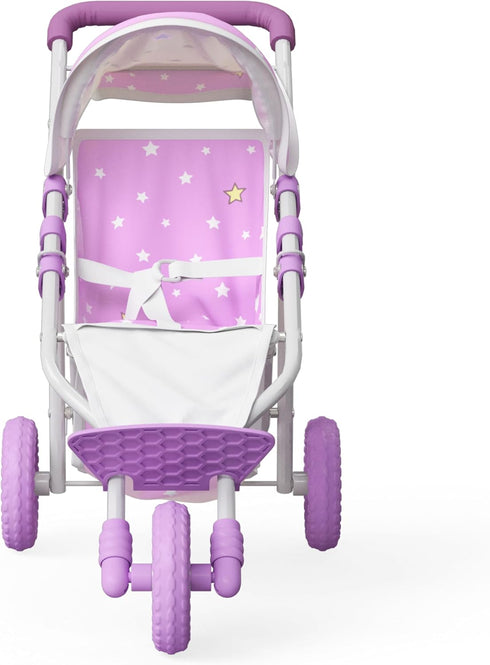 Purple and White Baby Doll Jogging Stroller with Canopy