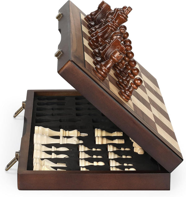 Magnetic Wooden Chess Set for Adults Kids 12'' Chess Board with Handmade