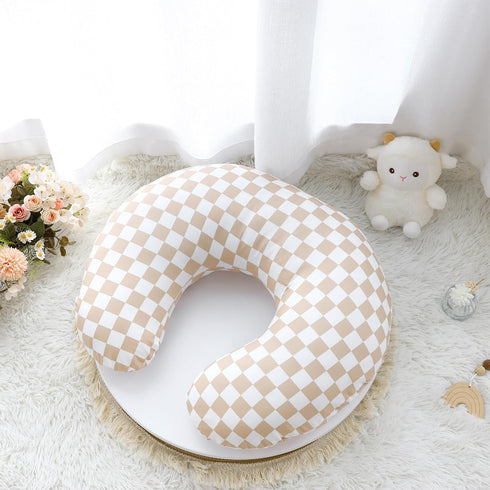 DILIMI Nursing Pillow Cover and Infant Car Seat Insert with Strap Covers, Baby Head Support for Car Seat, Brown