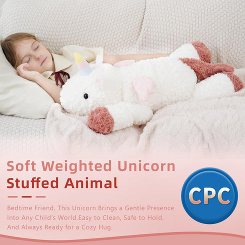 24 Inch, 4 lb Weighted Unicorn Stuffed Animal Calming Plush Toy for Girls and Kids, Soft and Huggable Gift
