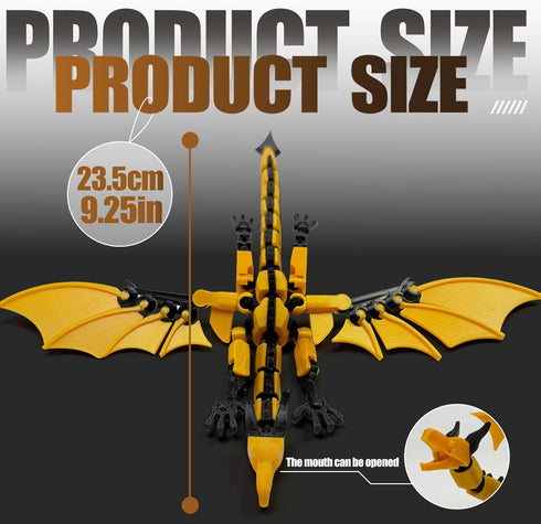 KAMOVNY T13 3D Robot Action Figure with Dragon Printed Mecha Toy, Multi-Jointed Movable, DIY Weapon Accessories