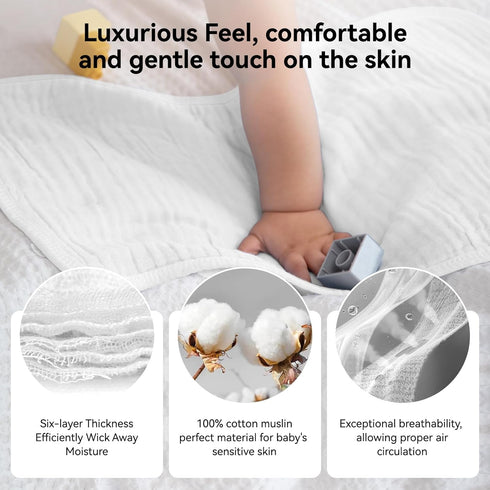 Synrroe Large Muslin Burp Cloths for Baby Girls and Boys, Pack of 10 Extra Absorbent 100% Cotton