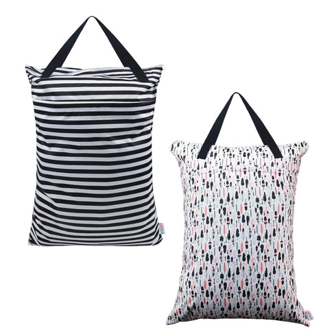 ALVABABY 2 Pack Large Wet Dry Bag Waterproof Hanging Cloth Diaper with
