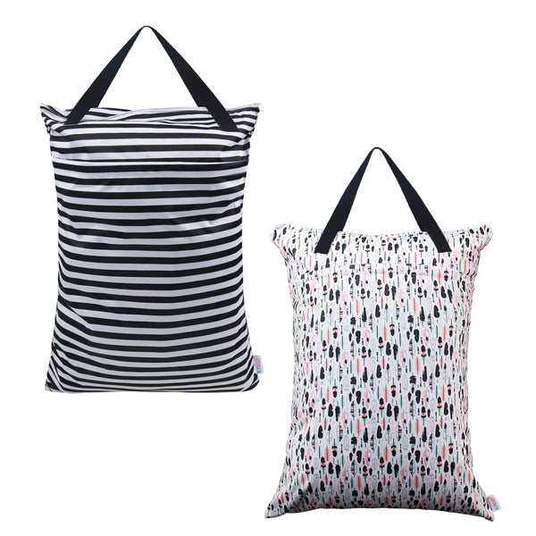 ALVABABY 2 Pack Large Wet Dry Bag Waterproof Hanging Cloth Diaper with