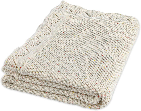 Knitted Baby Blanket for Boys & Girls, 100% Cotton Receiving Swaddle Crib Stroller Blanket for Shower Gift Registry for Newborns, Infants, Toddlers40 x31(Oatmeal Fleck) by Pinuotu