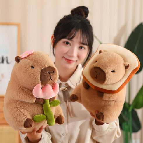 Cute Capybar Stuffed Animals with Wearable Toast Headset, Gifts for Kids (11 in Bread Capybar)
