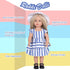 Doll Clothes and Accessories - 3 Pc. Set with Blue and White Stripes Skirt, Hat, and White Underwear