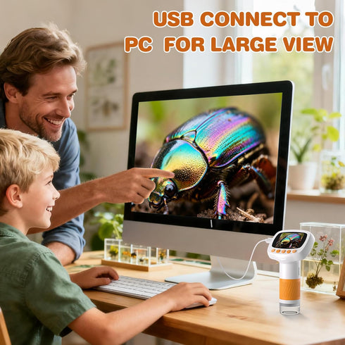coobest 3 1000X w/2''IPS Pocket Kids Microscope for Over Years Old, Handheld Microscope for Kids Digital, Photo Video