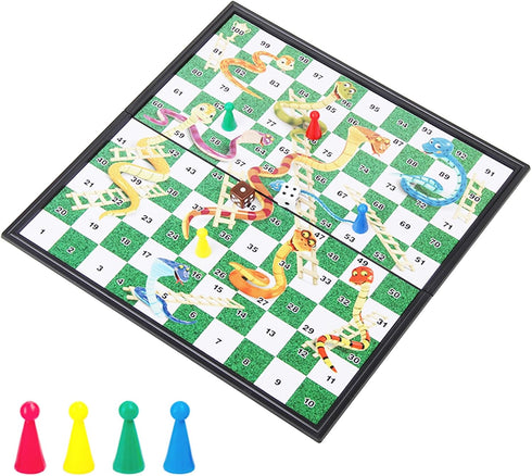 Travel Board Games Small Magnetic Snakes and Ladders, 9.7 Inches Portable Folding Board