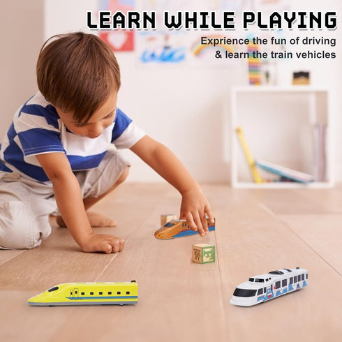 12 Crelloci Bullet Train Pull Back Toy High Speed City Train Modern Locomotives for Kids Toddle Boys - Bundle