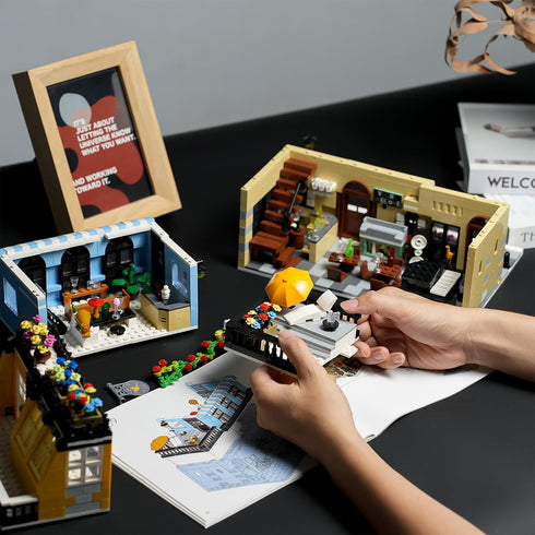 ENJBRICK Flowers City Hotel House Building Kit for Adults, Creator Toy Set with Apartment and Shops, 1464 pcs