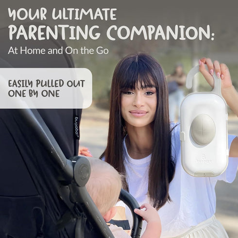 keepigo 3-in-1 Diaper Bag Wipe Dispenser | Portable Diaper Caddy Organizer, Baby Wipe Holder with Disposable Bags |