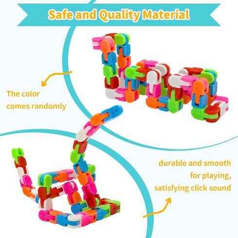 Poartsda 30 Pack Wacky Tracks Snap and Click Fidget Toys Bulk for Party Favors Puzzles Kids, Back to School Students