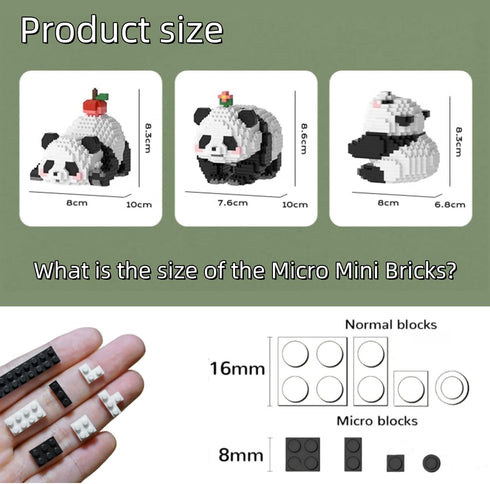 Mini Building Blocks Panda Sets, Cute Micro Mini Panda Bricks for Adults, Perfect Party Favors, 983 PCS