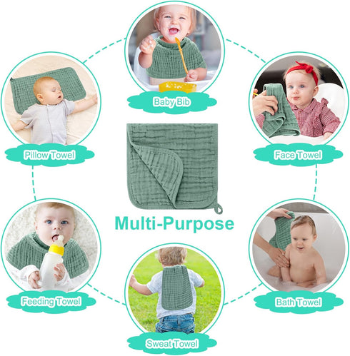 Accmor 6 Pack 100% 20''x10'' Muslin Burp Cloths Cotton Large Extra Soft and Absorbent Baby Burping Cloth for Boys Girls
