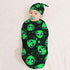 Green Alien Head Newborn Swaddle Blanket and Hat Set, Soft Baby Receiving Blanket for Infant Boy Girl Gift