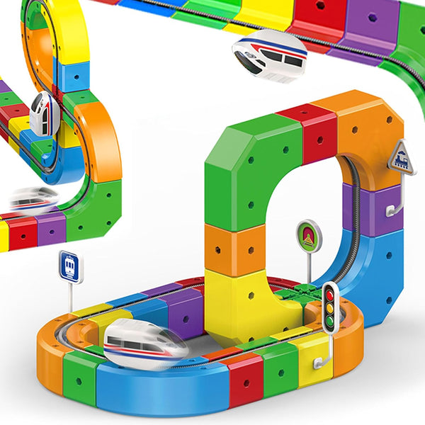 Niville Electric Magnetic Train Track Sets,Building Toy Train TrackMagic Cars Sets,Gravity Defying 3D