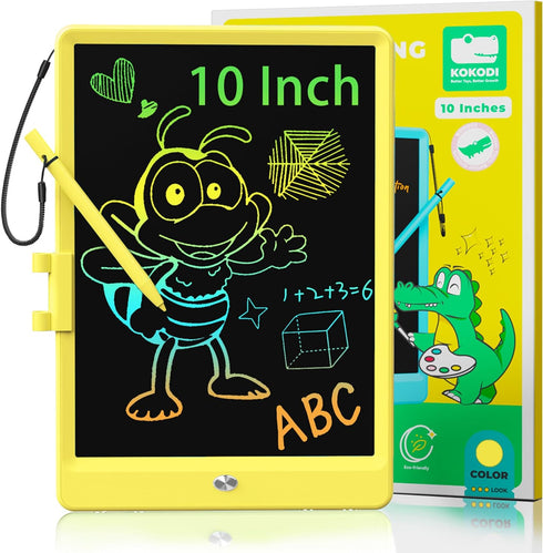 KOKODI 10 Inch LCD Writing Tablet Colorful Toddler Doodle Board Erasable Reusable Drawing Pads for 3-6 Years Old