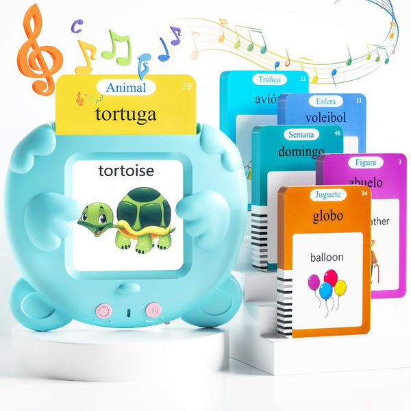 Spanish & English Talking Flash Cards for Toddlers 2-4 Years Old Bilingual Learning Toys