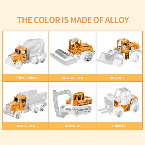 TEMI Toddler Toys for 3-6 Years Old Boys, Die-cast Construction Car Carrier Vehicle Toy Set with Play Mat
