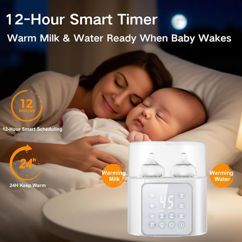 w/20 45/75/100C, 24H Double Bottle Warmer, LSZY Baby Bottle & Food Heater -Fast Milk Warmer for Breastmilk/Formula